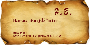 Hanus Benjámin névjegykártya