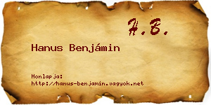 Hanus Benjámin névjegykártya